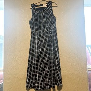 zip up striped black and white dress casual